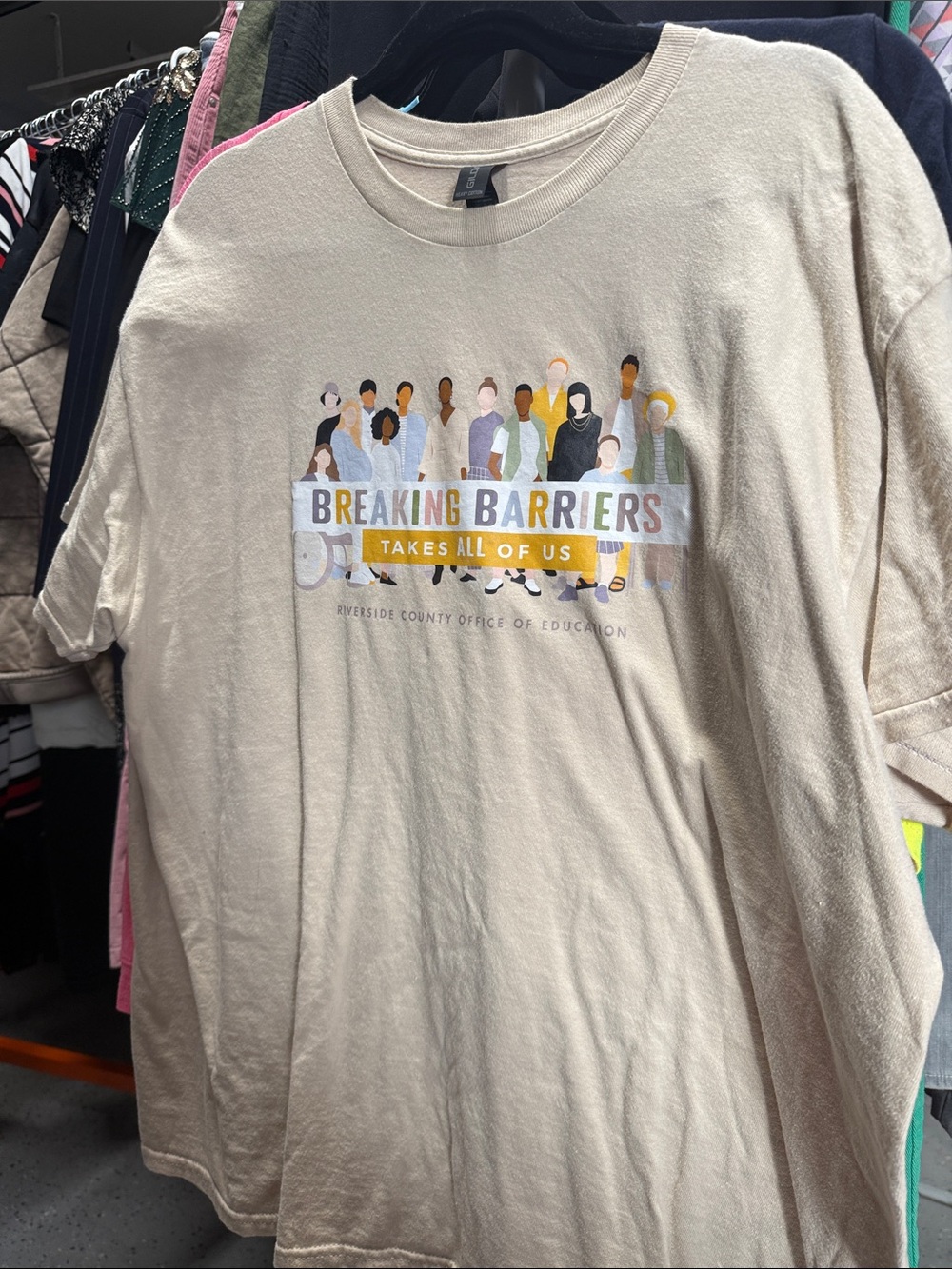 Gildan Beige "Breaking Barriers" Graphic Tee